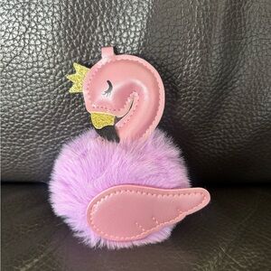 Cute Lavender Flamingo Pom-Pom Bag Charm Keychain